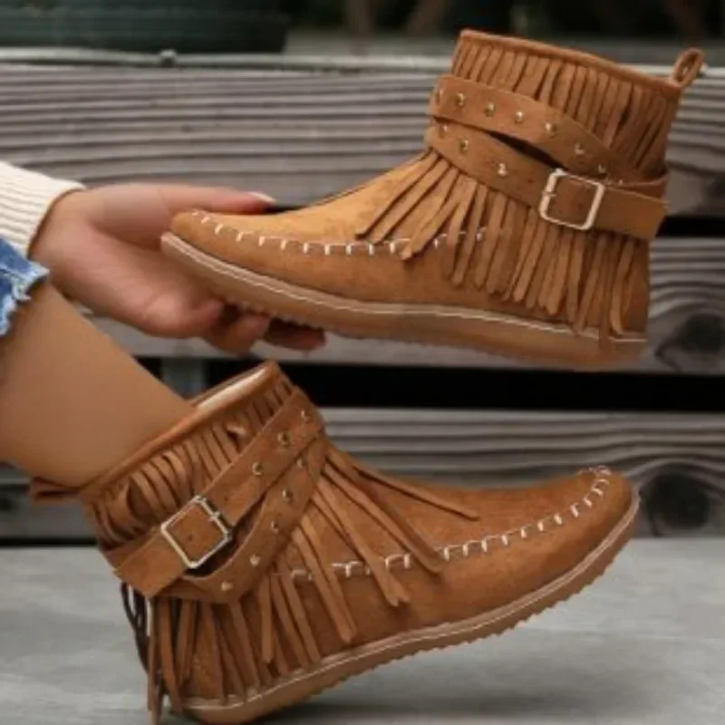 Ladies Shoes 2023 new Zipper Women's Boots Winter Round Toe Solid Flock Buckle Decoration Low-heeled Large Size Roman Boots
Ladies Shoes 2023 new Zipper Women's Boots Winter Round Toe Solid Flock Buckle Decoration Low-heeled Large Size Roman Boots