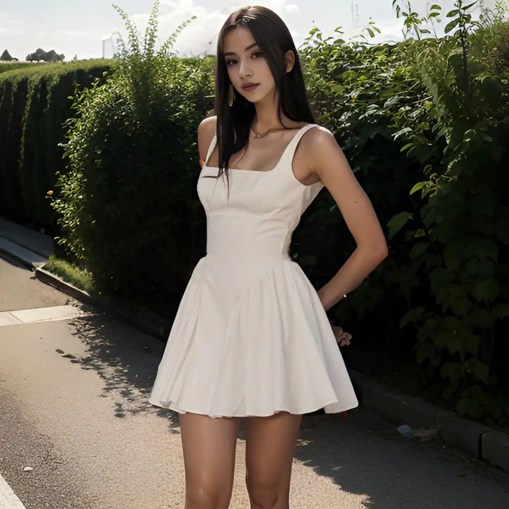 Lady Dress Elegant Lace-up Bow A-line Dress for Women Princess Style Mini Dress with Big Hem Square Neck Backless Summer Summer
Lady Dress Elegant Lace-up Bow A-line Dress for Women Princess Style Mini Dress with Big Hem Square Neck Backless Summer Summer