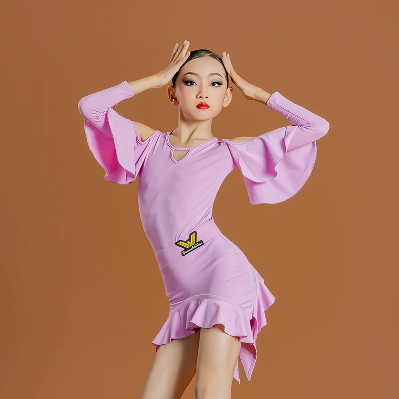 Girls Latin Dance Costume Summer ChaCha Tango Practice Wear Off-Shoulder Tops Ruffle Skirt Kids Rumba Samba Dance Outfit YS3482
Girls Latin Dance Costume Summer ChaCha Tango Practice Wear Off-Shoulder Tops Ruffle Skirt Kids Rumba Samba Dance Outfit YS3482