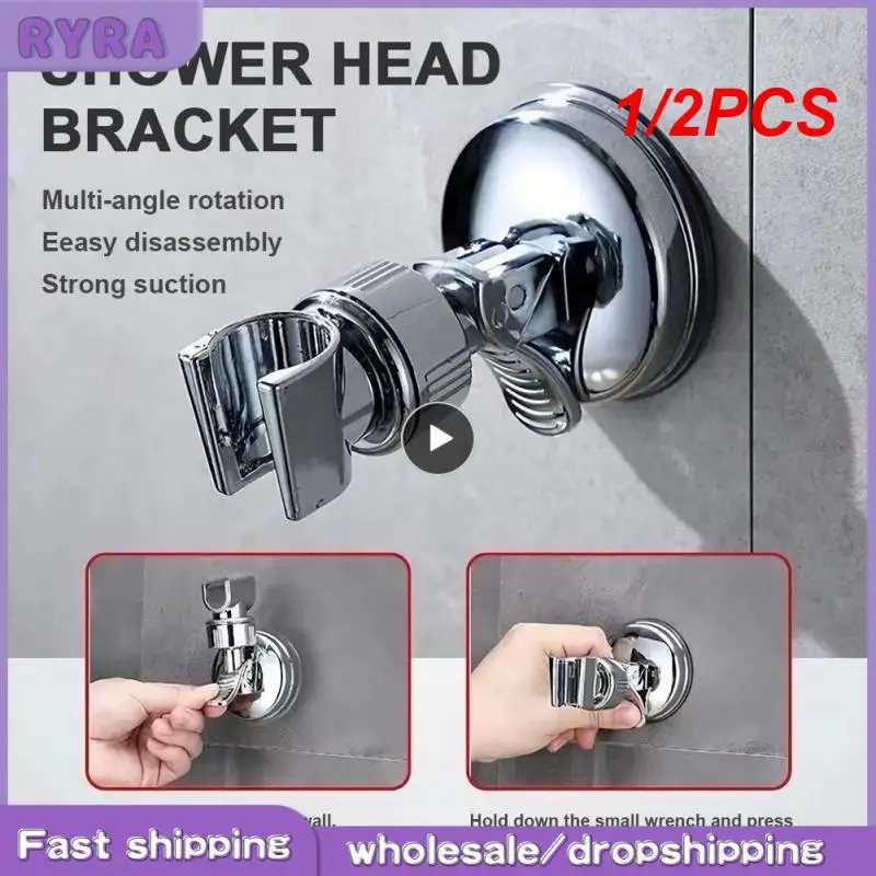 

1/2PCS Universal Adjustable Hand Shower Holder Suction Cup Holder Full Plating Head Bathroom Bracket Stable Rotation Suction