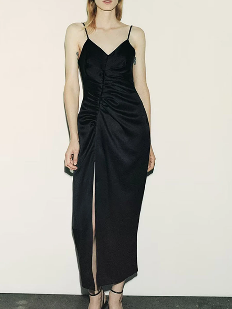 Folds Decoration Sling Style Dress Woman Sleeveless V-Neck Sexy Dresses Fashion Casual Slim Soft Cozy Autumn Winter New Vestidos
Folds Decoration Sling Style Dress Woman Sleeveless V-Neck Sexy Dresses Fashion Casual Slim Soft Cozy Autumn Winter New Vestidos