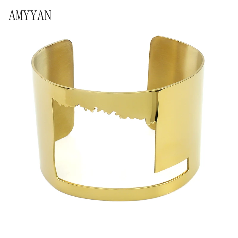 

Модный женский минималистичный браслет из нержавеющей стали, 4,6 см, золотистый и серебристый браслет, ювелирные изделия