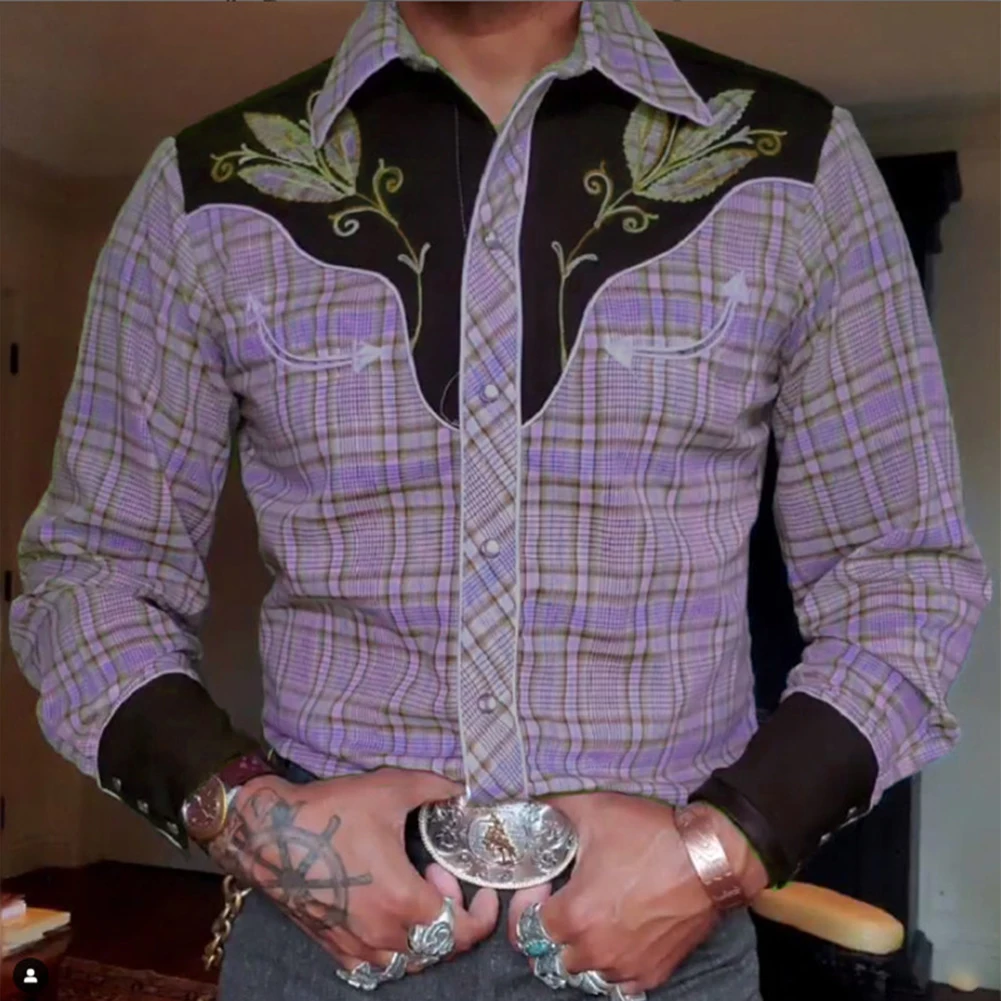 Men Plus Size Western Plaid Lapel Long Sleeve Button Down Embroidery Shirt Party T Dress Up Korean Men's Casual Floral Shirt
Men Plus Size Western Plaid Lapel Long Sleeve Button Down Embroidery Shirt Party T Dress Up Korean Men's Casual Floral Shirt