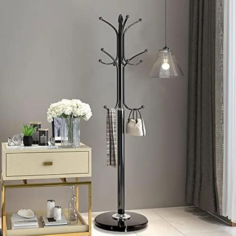 

Kertnic Metal Coat Rack Stand with Natural Marble Base, Free Standing Hall Tree 12 Hooks for Hanging Scarf, Bag, Jacket