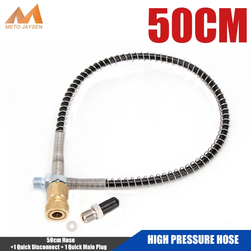 High Pressure Hose M10x1 Thread Air Refilling 50cm Nylon Hose Wrapped with Stainless Steel Spring and Quick Connectors Fittings
High Pressure Hose M10x1 Thread Air Refilling 50cm Nylon Hose Wrapped with Stainless Steel Spring and Quick Connectors Fittings