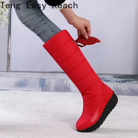 

Warm Fur Plush Down Snow Boots Women Winter 2023 Mother Shoes Waterproof Comfortable Women's Knee High Boot Black Red Plus Size