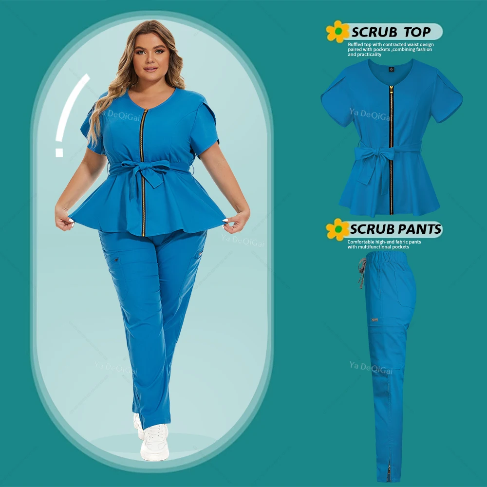 

Solid Color Medical Nurse Uniform Women Nursing Scrubs Set Elasticity Clinic Workwear Doctor Suit Clinical Work Overalls