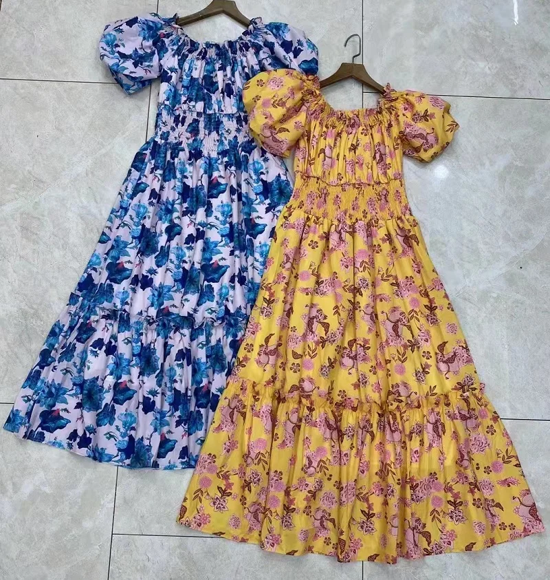 Latest Fashion Summer Dress 2023 High Quality Ladies Sexy Slash Neck Exquisite Floral Prints Elastic Waist Short Sleeve Dress
Latest Fashion Summer Dress 2023 High Quality Ladies Sexy Slash Neck Exquisite Floral Prints Elastic Waist Short Sleeve Dress