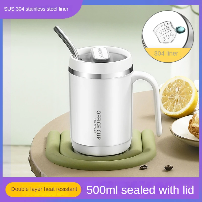

Mug 304 Stainless Steel Cup Office Worker Drinking Cup Office Coffee Cup Water Cup Cup Used in Home with Lid