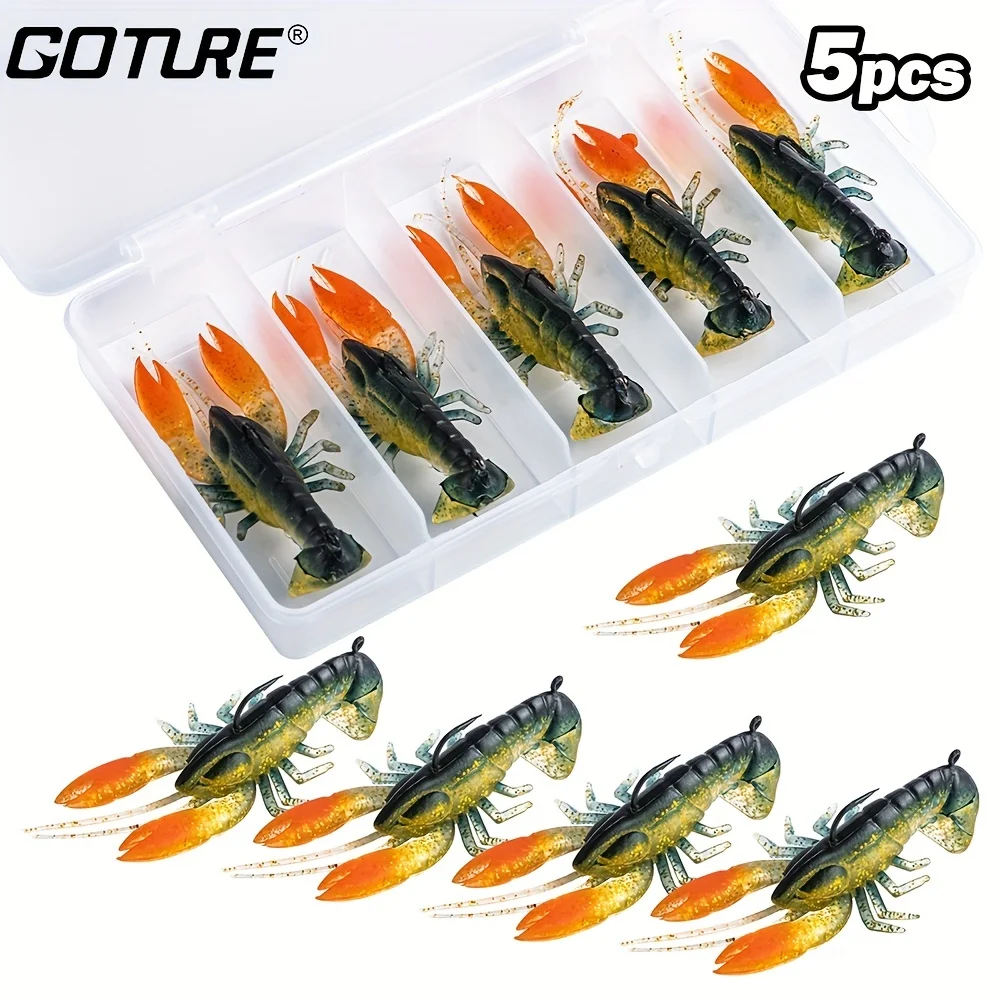 Goture 5pcs Soft Fishing Lures 8cm 14g Bionic Crayfish Soft Baits With Hooks, Jig Head Fishing Tackle Lure Accessories
Goture 5pcs Soft Fishing Lures 8cm 14g Bionic Crayfish Soft Baits With Hooks, Jig Head Fishing Tackle Lure Accessories