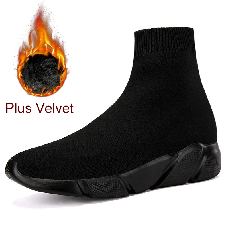 

MWY Women Ankle Boots Warm Sock Shoe Women's Autumn Winter Boots Casual Sports Men Zapatos Para Mujeres Black Platform Sneaker