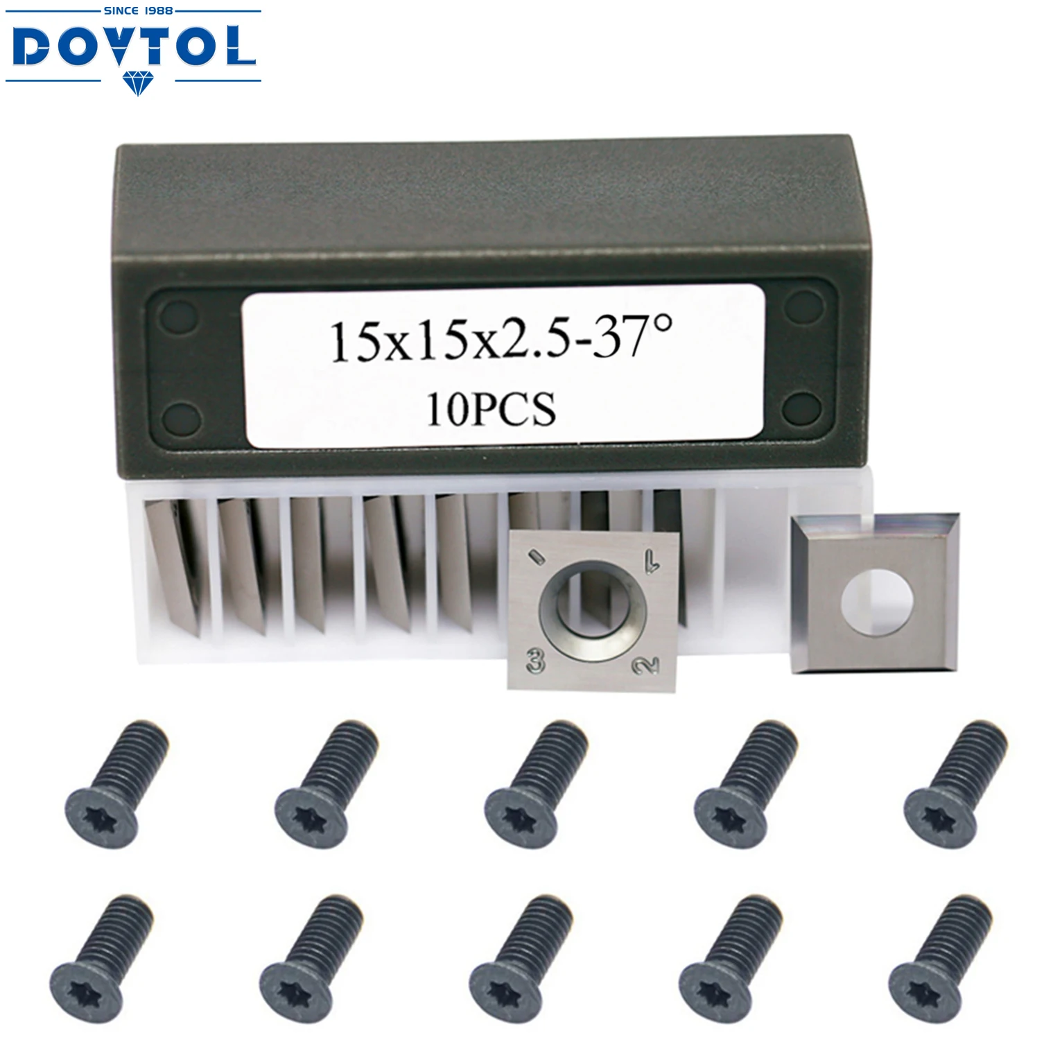 15x15x2.5mm -37° Carbide Inserts Cutters for Woodworking Spiral Helical Planer Head and Lathe Turning Tools
15x15x2.5mm -37° Carbide Inserts Cutters for Woodworking Spiral Helical Planer Head and Lathe Turning Tools