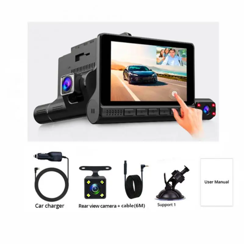 New Driving Recorder Three-lens 4.0 Inch Touch Night Vision 1080P Car Recorder Car Electronics Black Portable Car Driving Record 
New Driving Recorder Three-lens 4.0 Inch Touch Night Vision 1080P Car Recorder Car Electronics Black Portable Car Driving Record