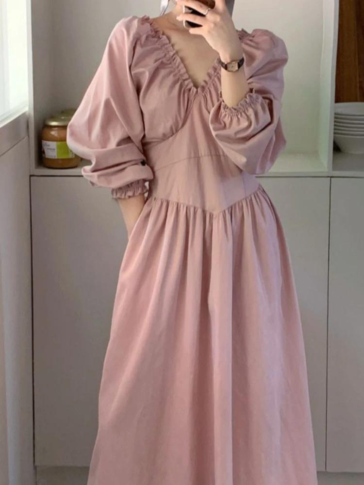 Women Autumn Dress 2023 New Korean Fashion Solid Sexy V-neck Backless Long Sleeve Boho Dresses Elegant Pink Dresses for Women
Women Autumn Dress 2023 New Korean Fashion Solid Sexy V-neck Backless Long Sleeve Boho Dresses Elegant Pink Dresses for Women