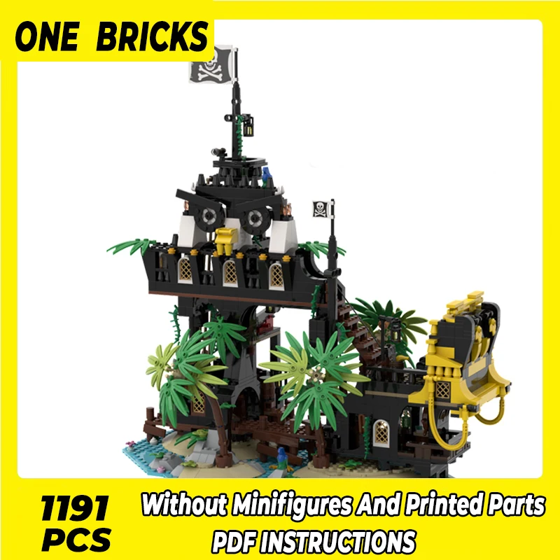 

Moc Building Blocks Island Model Barracuda Bay Pirates Technical Bricks DIY Assembly Construction Toys For Childr Holiday Gifts