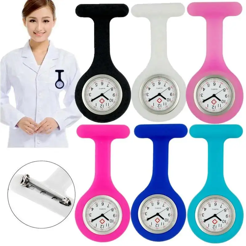 

Fashion Classic Women Ladies Doctor Nurse Silicone Rubber FOB Pocket Watches Hospital Medical Brooch Pins Clock Gift Watches 5pc