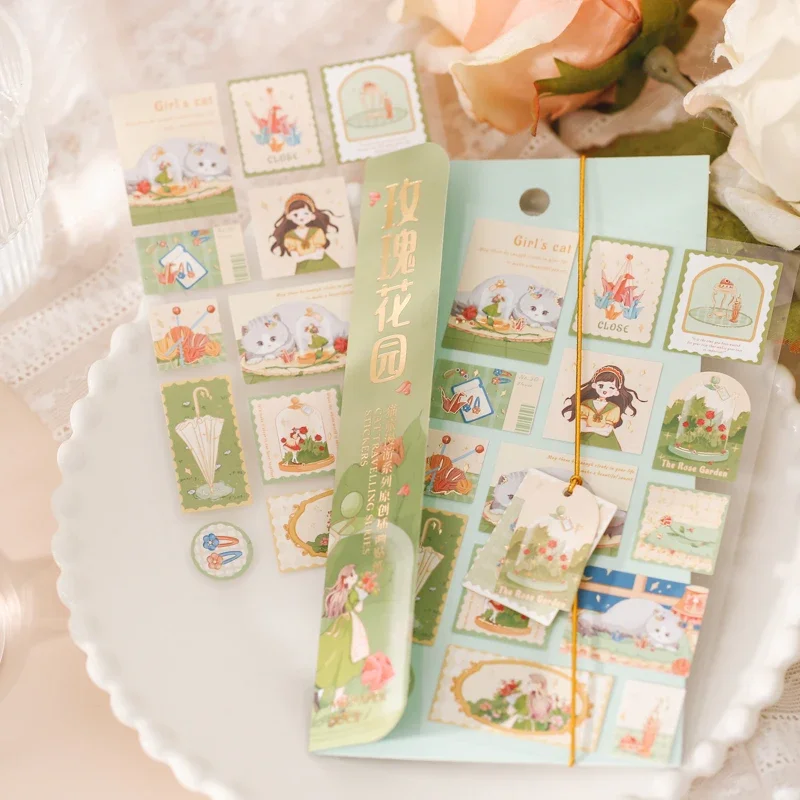 

2Sheets stickers Travel roaming flat cute basic account decorative rose Garden material Scrapbooking cartoon Gift 170*93MM