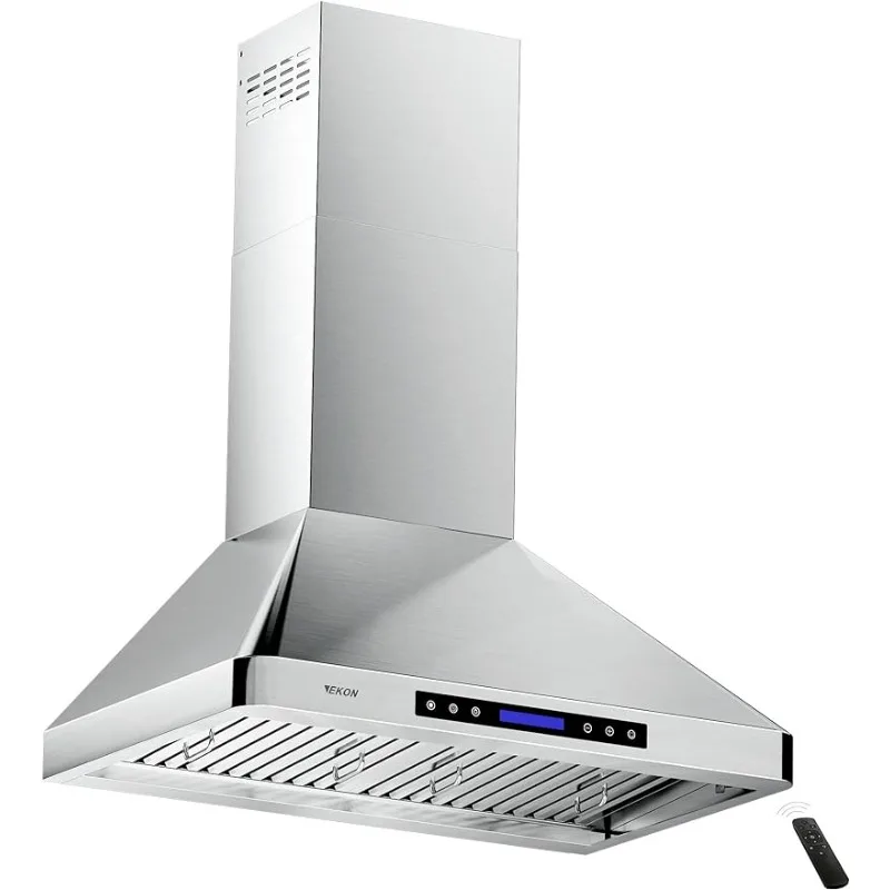 

Wall Mount Range Hood 36in,Ducted/Ductless Convertible Range Hoods Stainless Steel 900CFM with 4 Speeds Touch Control