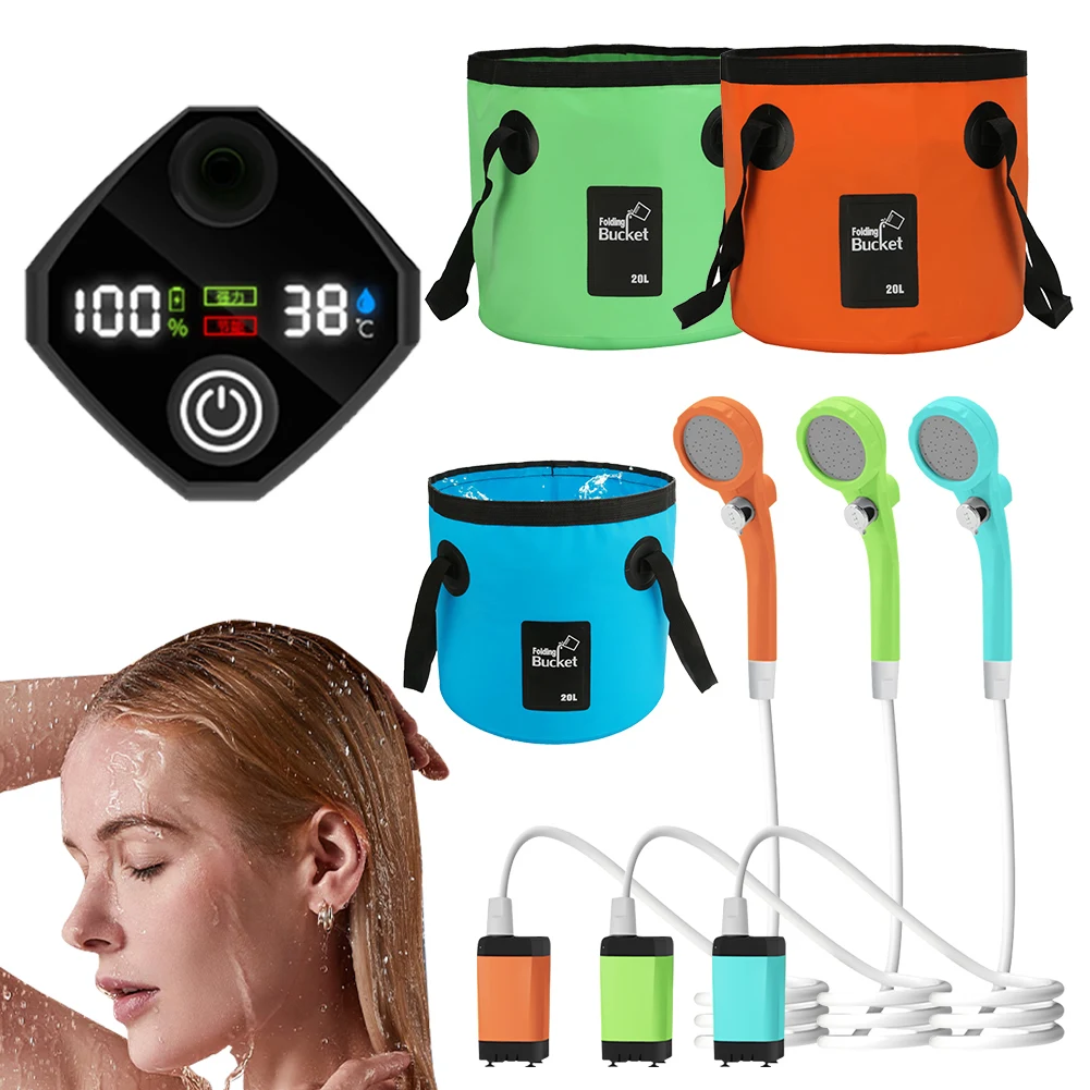 Camping Shower IPX7 Waterproof Electric Shower Pump with 20L Collapsible Bucket Camp Shower for Hiking Travel Beach Pet Watering
Camping Shower IPX7 Waterproof Electric Shower Pump with 20L Collapsible Bucket Camp Shower for Hiking Travel Beach Pet Watering