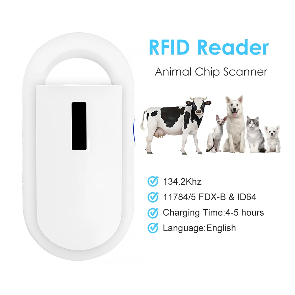 

Rechargeable 134.2KHz Animal Microchip RFID Reader PT160 Handheld Digital ID Pet Chip Scanner For Pet Dog Cat Management