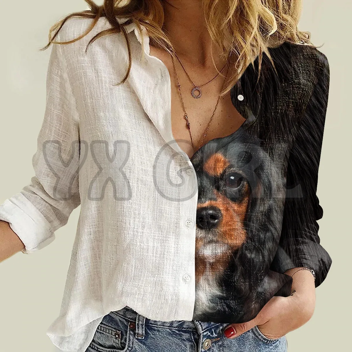 YX GIRL Half Angel Half Cavalier King Charles Spaniel Women's Long-Sleeve 3D Printed Button-down Shirt Casual Unique Streewear
YX GIRL Half Angel Half Cavalier King Charles Spaniel Women's Long-Sleeve 3D Printed Button-down Shirt Casual Unique Streewear