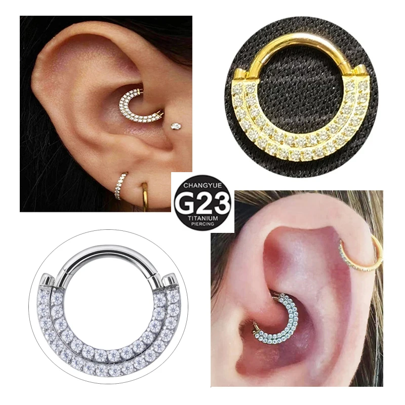 Septum Piercing Nose Ring G23 Titanium Double Row Zircon Hinged Segment Clicker Earrings Cartilage Tragus Helix Piercing Jewelry
Septum Piercing Nose Ring G23 Titanium Double Row Zircon Hinged Segment Clicker Earrings Cartilage Tragus Helix Piercing Jewelry