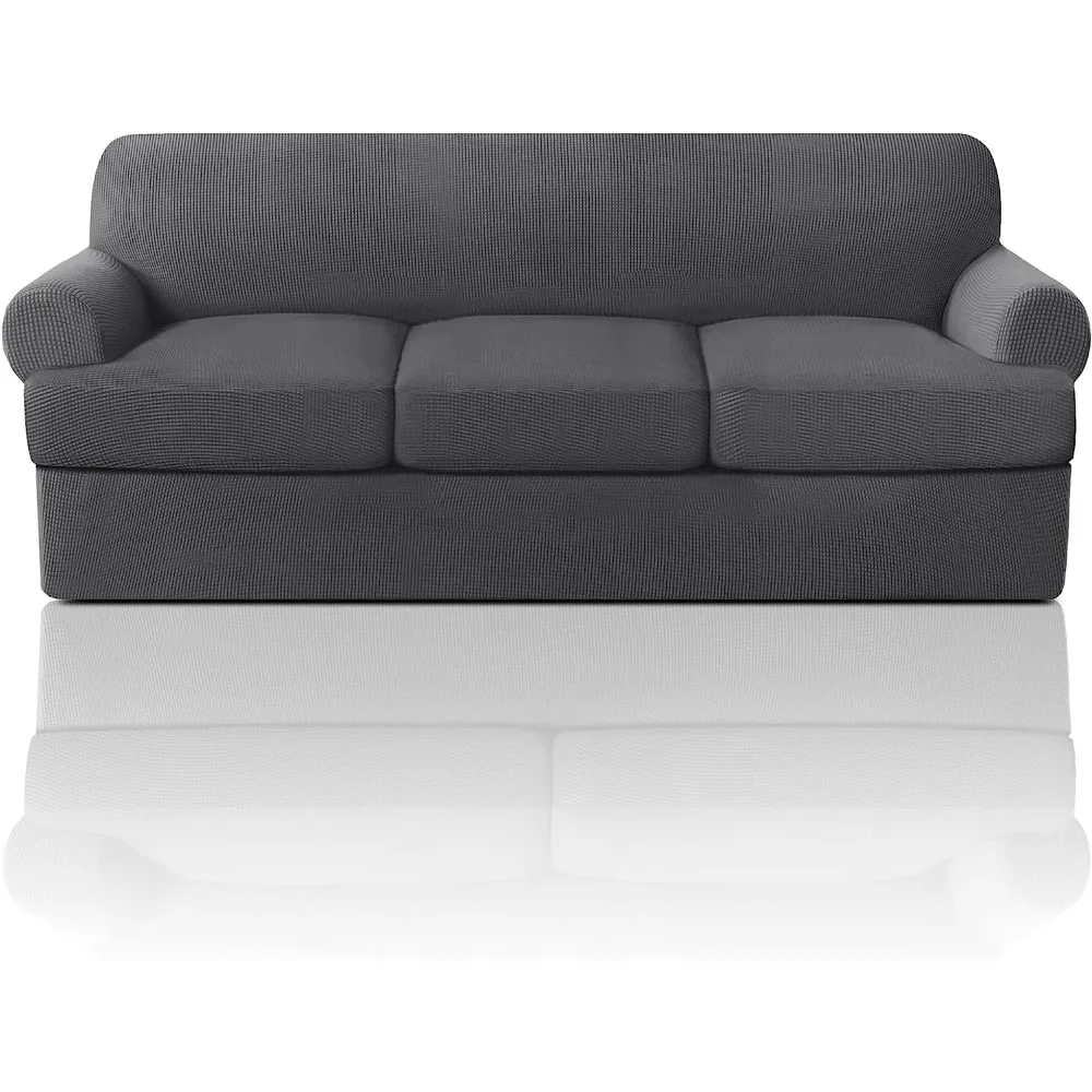 Sofa Slipcover 4 Pieces Sofa Covers for T Cushion Sofa with 3 Individual T Cushion Shape Seat Covers Machine Washable, Grey
Sofa Slipcover 4 Pieces Sofa Covers for T Cushion Sofa with 3 Individual T Cushion Shape Seat Covers Machine Washable, Grey