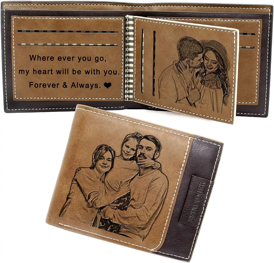 Personalized Custom Wallets, Engraved Leather Photo Wallet for Men Dad Husband Brown
Personalized Custom Wallets, Engraved Leather Photo Wallet for Men Dad Husband Brown
