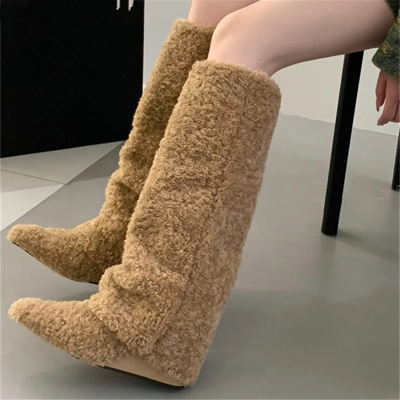 Knee High Sexy Pointed Toe High Heels Women Modern Boots Pleated Solid Color Plush Slip On Fashion Western Concise Female Shoes
Knee High Sexy Pointed Toe High Heels Women Modern Boots Pleated Solid Color Plush Slip On Fashion Western Concise Female Shoes