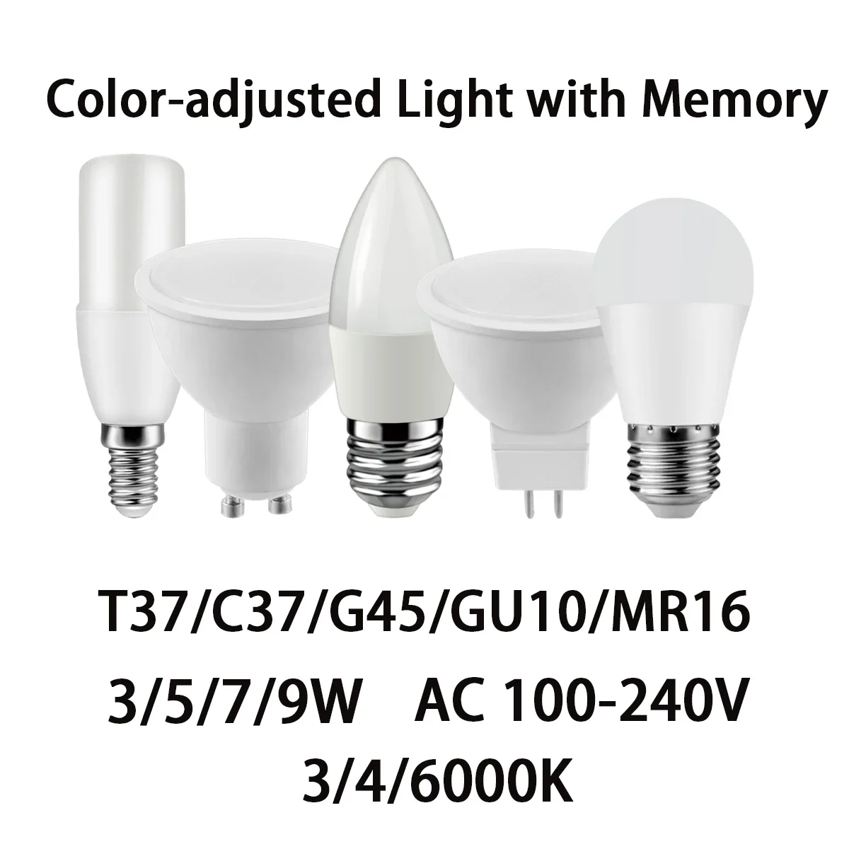 

4-20PCS LED Smart 3-color dimming 3000K/4000K/6000K with memory CCT AC110V/220V GU10 GU5.3 E27 E14 3W-9W flicker-free 100LM/W