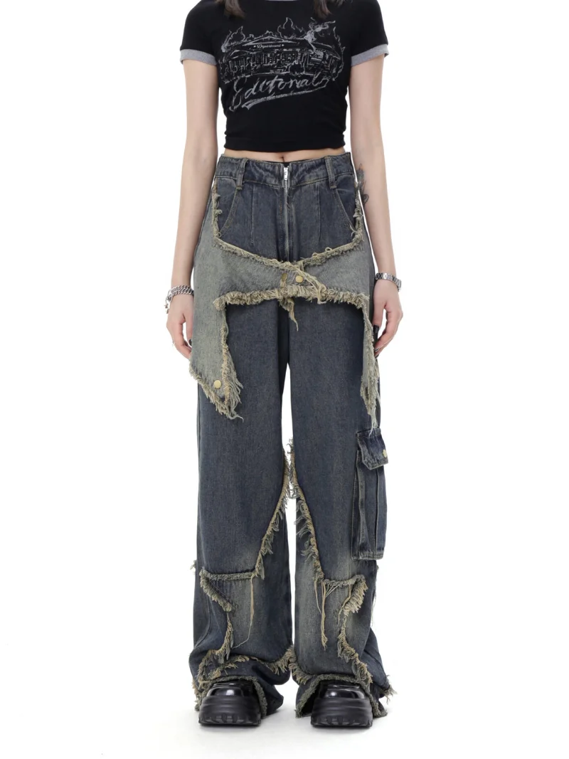 Cargo Jeans Pants Women Street Loose Oversize Panelled Pentacle Raw Hem Pant 2023 Vintage Blue Hip Hop Female Denim Trousers
Cargo Jeans Pants Women Street Loose Oversize Panelled Pentacle Raw Hem Pant 2023 Vintage Blue Hip Hop Female Denim Trousers