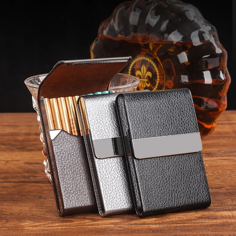 

Aluminum Cigar Cigarette Case Tobacco Holder Pocket Box Storage Container Stainless Steel PU Card Smoking Case Accessories