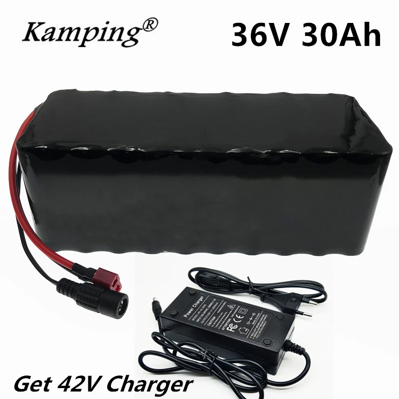 

KAM PING 36V 30Ah Electric Bicycle Battery Built-in 20A BMS Lithium Battery Pack 36 Volt 2A Charging Ebike Battery and Charger