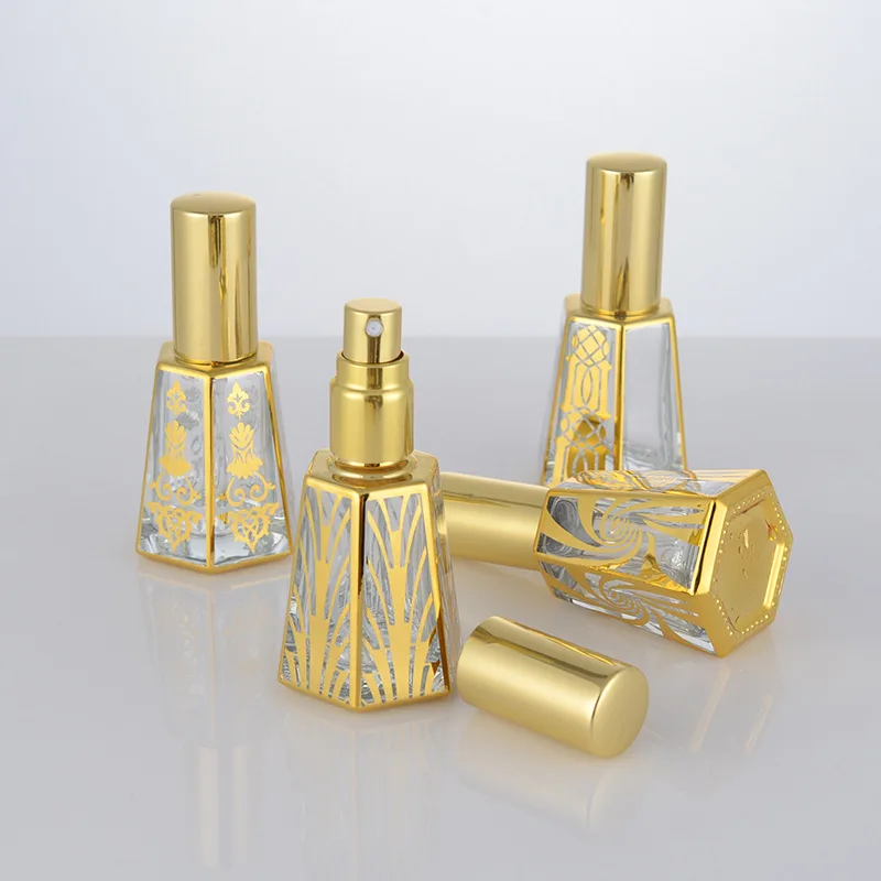 

10ml Mini Glass Spray Bottle Perfume Empty Cosmetics Cute Alcohol Bottles Refillable Atomizer Portable Gold Sprayer Travel Small