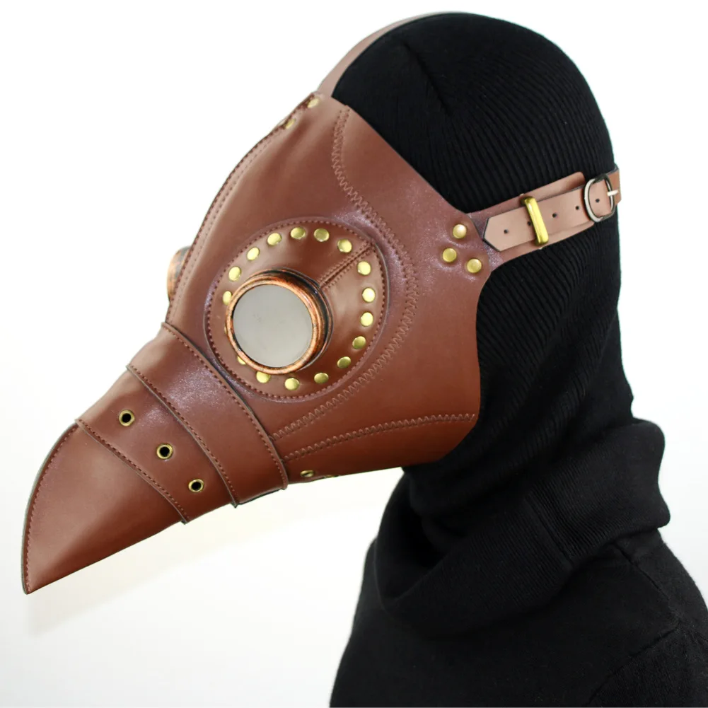 

GearDuke Punk Style Faux Leather Plague Doctor Cos Goggles Rivet Headgear Long Beak Bird Full Mask Unisex Steampunk Carnival Cos