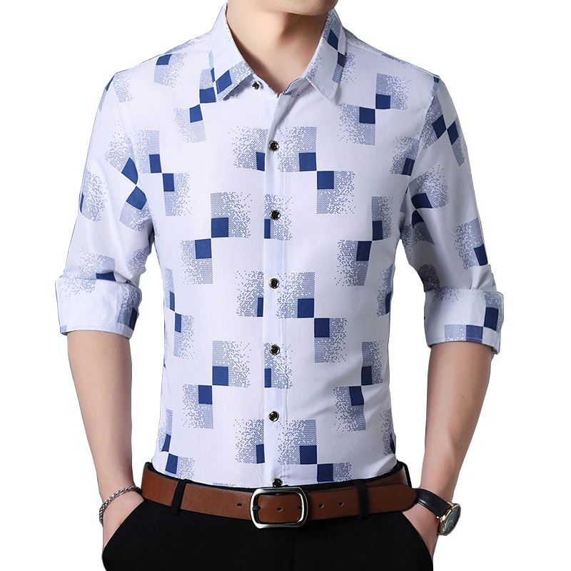 

Рубашка мужская в клетку, модная Повседневная Деловая офисная сорочка на пуговицах, с длинным рукавом, большие размеры 7XL, весна-осень