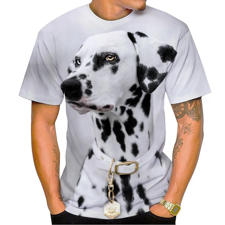 

Мужская футболка с 3D изображением животного, далматинская футболка, модная повседневная Уличная футболка унисекс с изображением собаки, альматиан, Сиба-ину, 2023