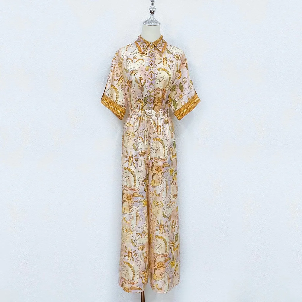 Fyion Runway Fashion Women 2 Piece Suit 2023 Spring Summer Print Single Breasted Shirt + Waist Elastic Pants Elegant Hot Set
Fyion Runway Fashion Women 2 Piece Suit 2023 Spring Summer Print Single Breasted Shirt + Waist Elastic Pants Elegant Hot Set
