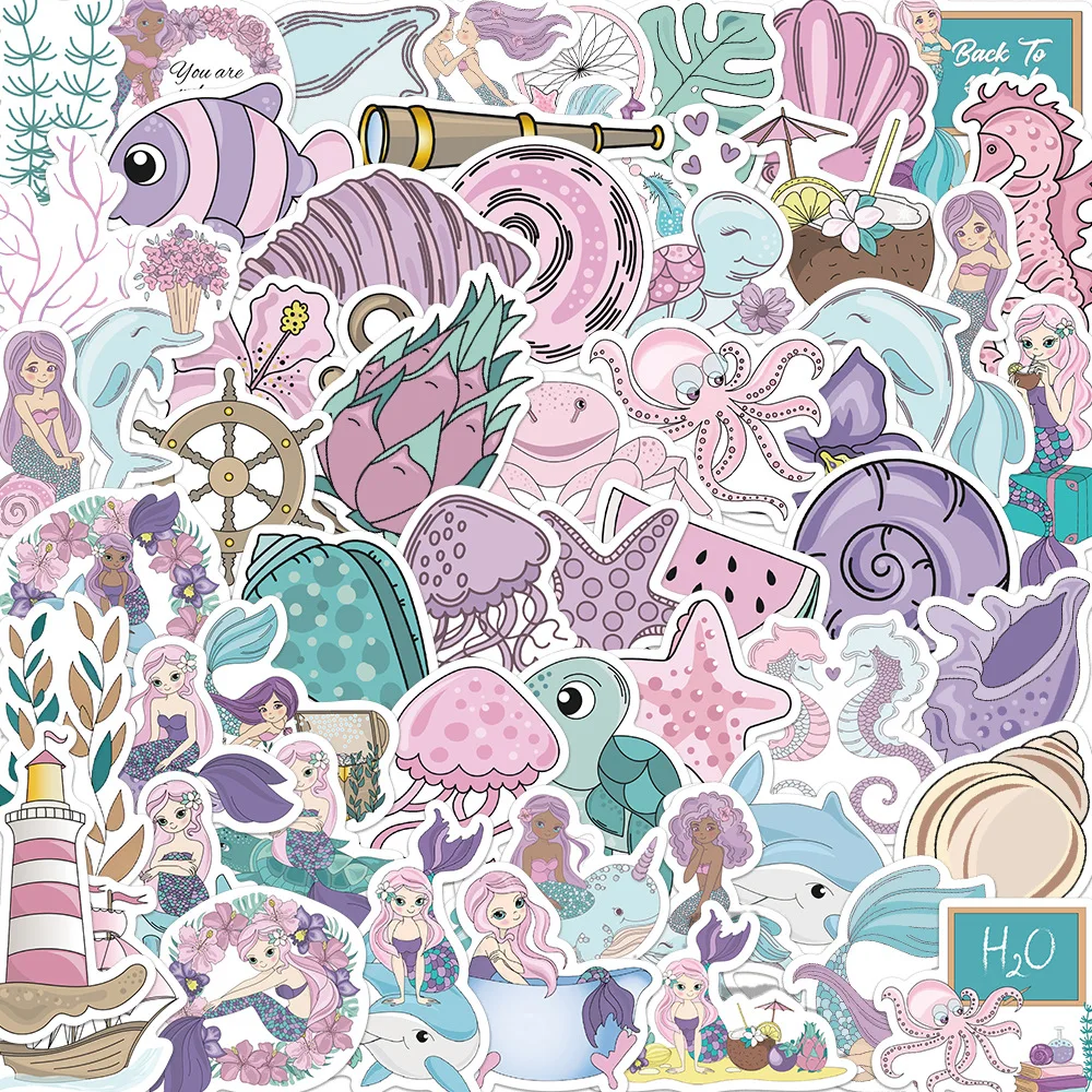 

10/30/56PCS Cartoon Ocean Mermaid Stickers for Kid Gift Toy Waterproof DIY Laptop Suitcase Fridge Guitar Phone Graffiti Decals