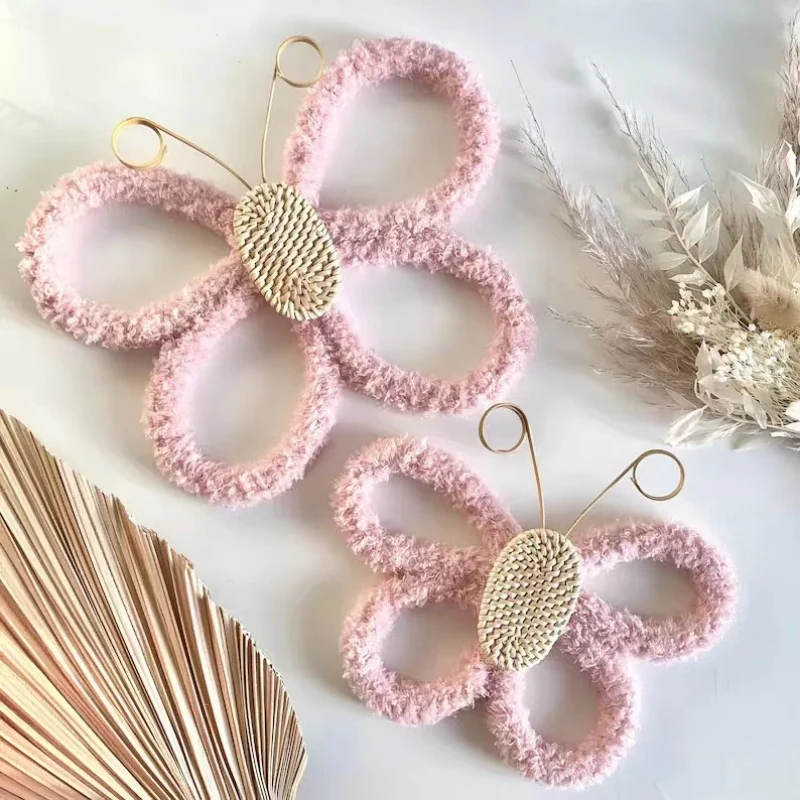 Boho Butterfly & Daisy Wall Decor Set - 2PCS Macrame Rattan Teen Girl Room Art 4 Sc3a0feb02d71458082d52d87901bbc75v