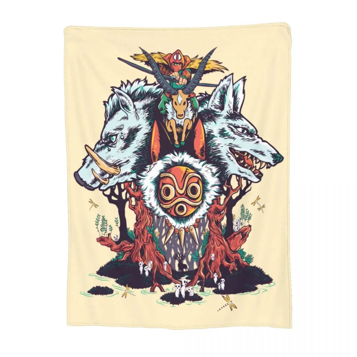 

Princess Mononoke Hime Blanket Coral Fleece Plush Spring/Autumn Ultra-Soft Throw Blanket for Sofa Outdoor Bedding Throws