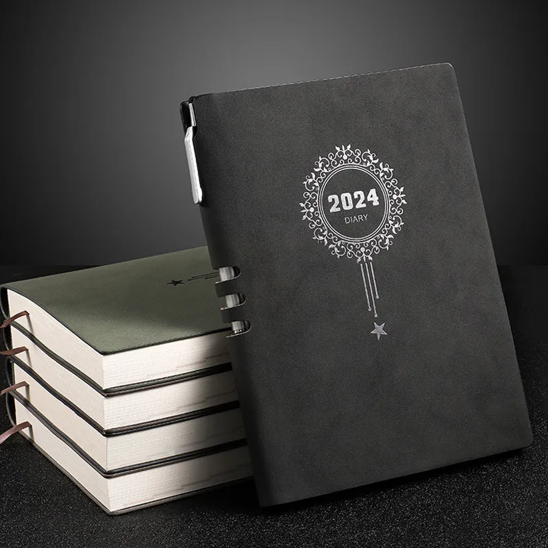 

Sketchbook 2024 Daily A5 Planner Journal Work Handbook 170 Sheets 340 Pages Notebook PU Leather Cover Record Notepad Stationery