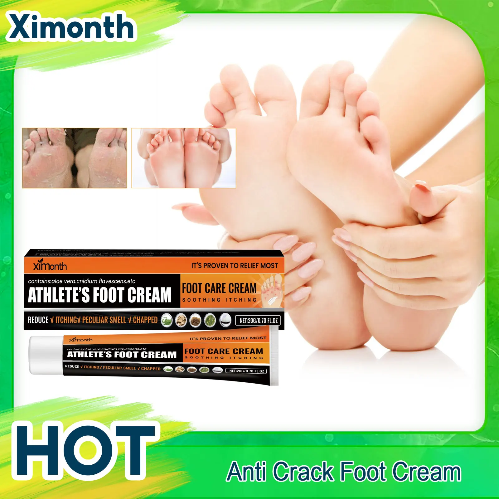Anti Crack Foot Cream Relieve Foot Odor Itching Peeling Antibacterial Heel Cracking Repair Remove Dead Skin Feet Calluse Cream
Anti Crack Foot Cream Relieve Foot Odor Itching Peeling Antibacterial Heel Cracking Repair Remove Dead Skin Feet Calluse Cream