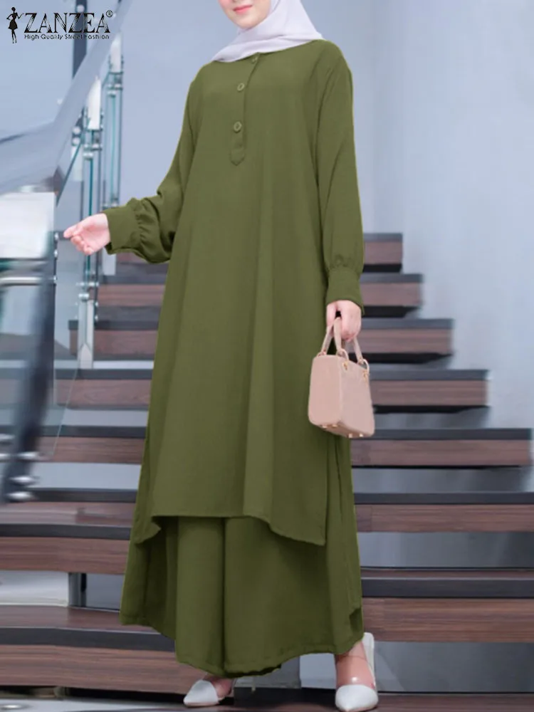ZANZEA 2PCS Muslim Suit Fashion Abaya Autumn Women Blouse & Wide Leg Pants Causal Tracksuits Ramadan Outfits Islamic Clothing
ZANZEA 2PCS Muslim Suit Fashion Abaya Autumn Women Blouse & Wide Leg Pants Causal Tracksuits Ramadan Outfits Islamic Clothing