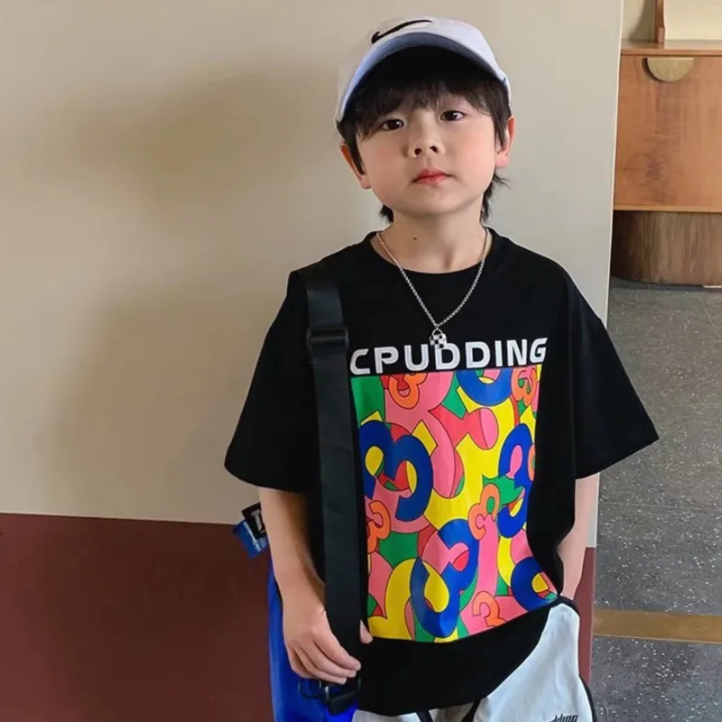 Children's Summer Clothing Boys Short Sleeved T-shirt New Summer Letter Print Children's Half Sleeved Baby Top
Children's Summer Clothing Boys Short Sleeved T-shirt New Summer Letter Print Children's Half Sleeved Baby Top