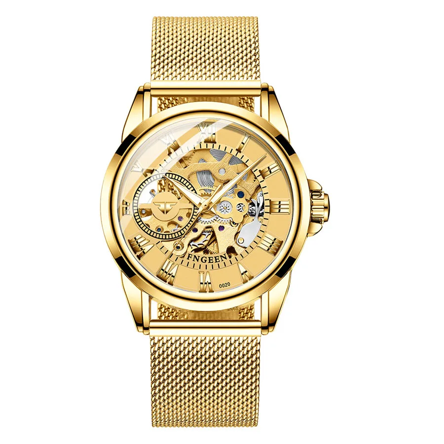 

Fashion Mechanical Men Wristwatches Automatic Skeleton Watch Golden Mens Watches Luxury Leather Clock Heren Horloge 2022 NEW