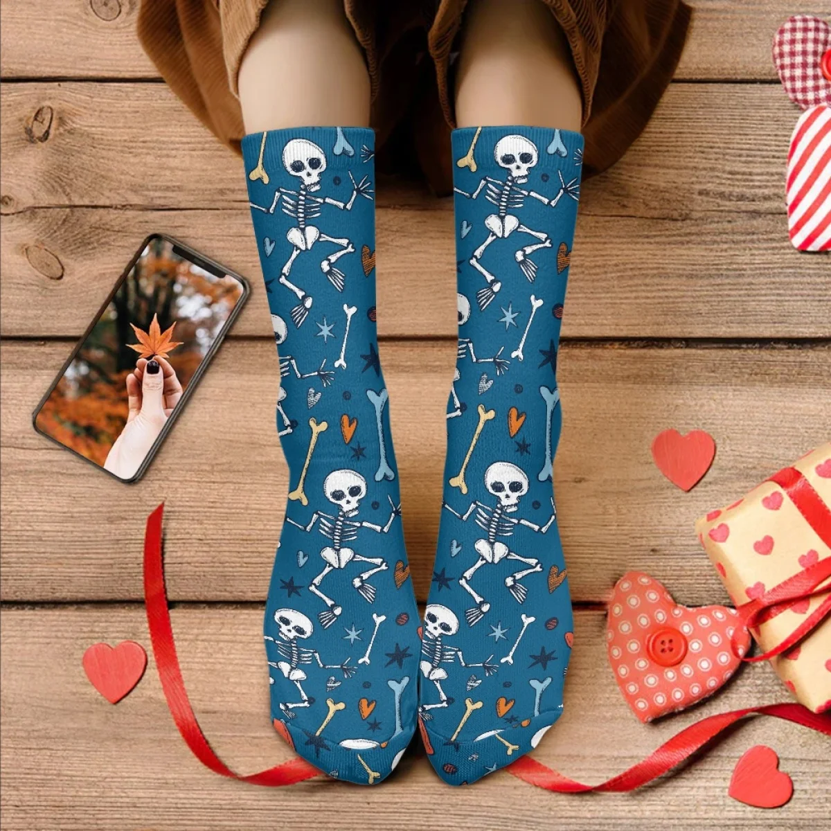 Halloween Gift Skeleton Zombie Bones Pattern Comfortable Socking Sweat Absorbent Breathable Indigenous Deodorant Soft Sock DIY
Halloween Gift Skeleton Zombie Bones Pattern Comfortable Socking Sweat Absorbent Breathable Indigenous Deodorant Soft Sock DIY