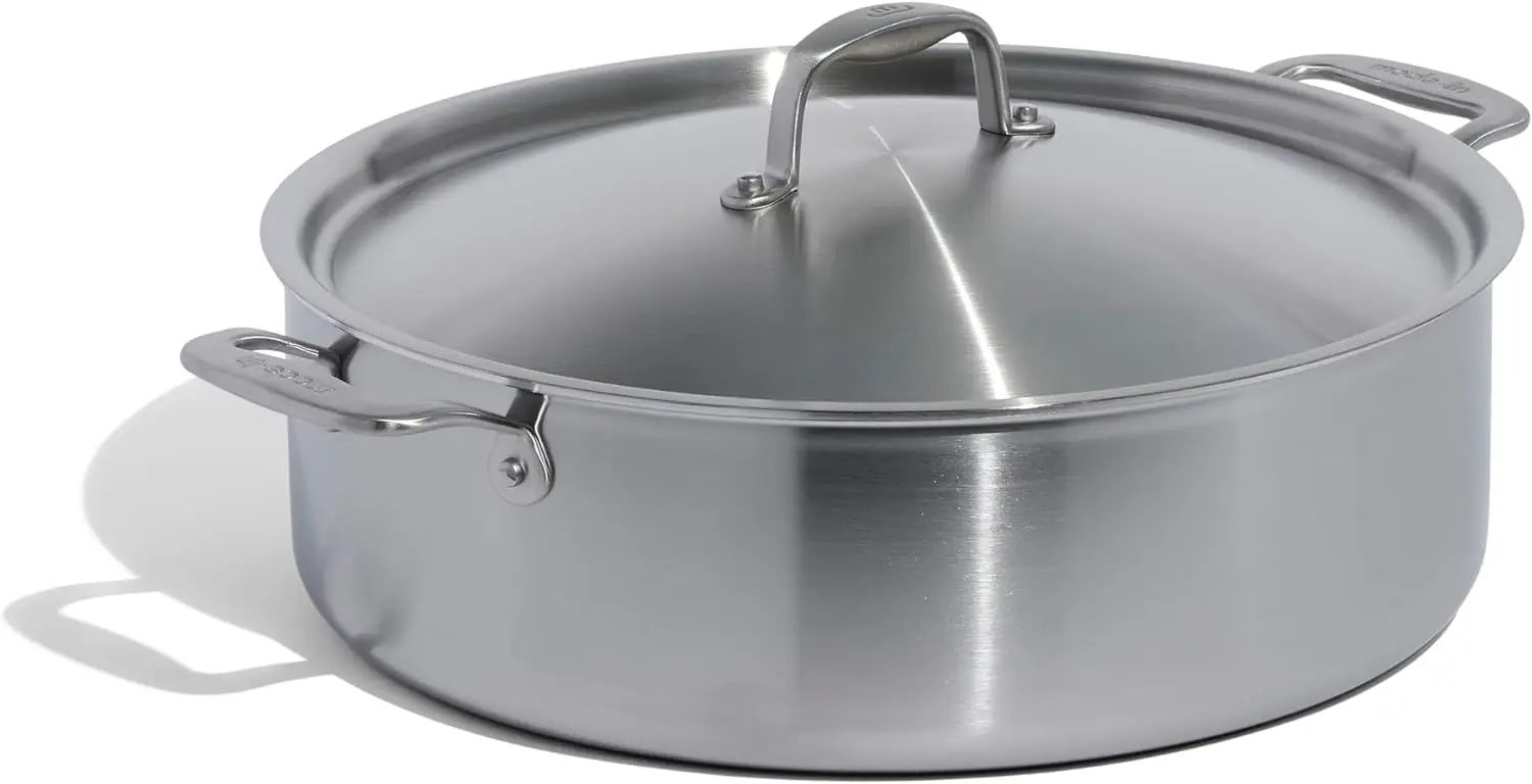 Made In Cookware - 10 Quart Stainless Steel Rondeau Pot w/Lid - 5 Ply Stainless Clad
Made In Cookware - 10 Quart Stainless Steel Rondeau Pot w/Lid - 5 Ply Stainless Clad