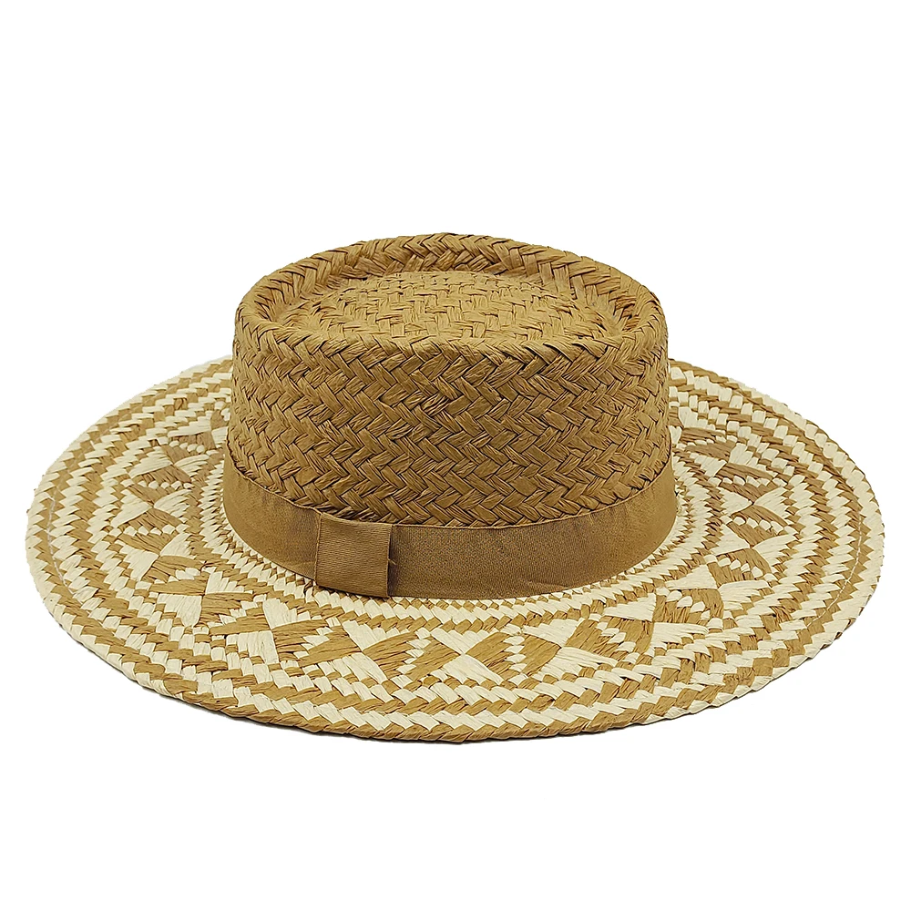 

Geometric Straw Hat Women's Breathable Sun Hat Fashion Hollow Retro Straw Hat Hand Knitted Summer Travel Straw Hat 2024 New