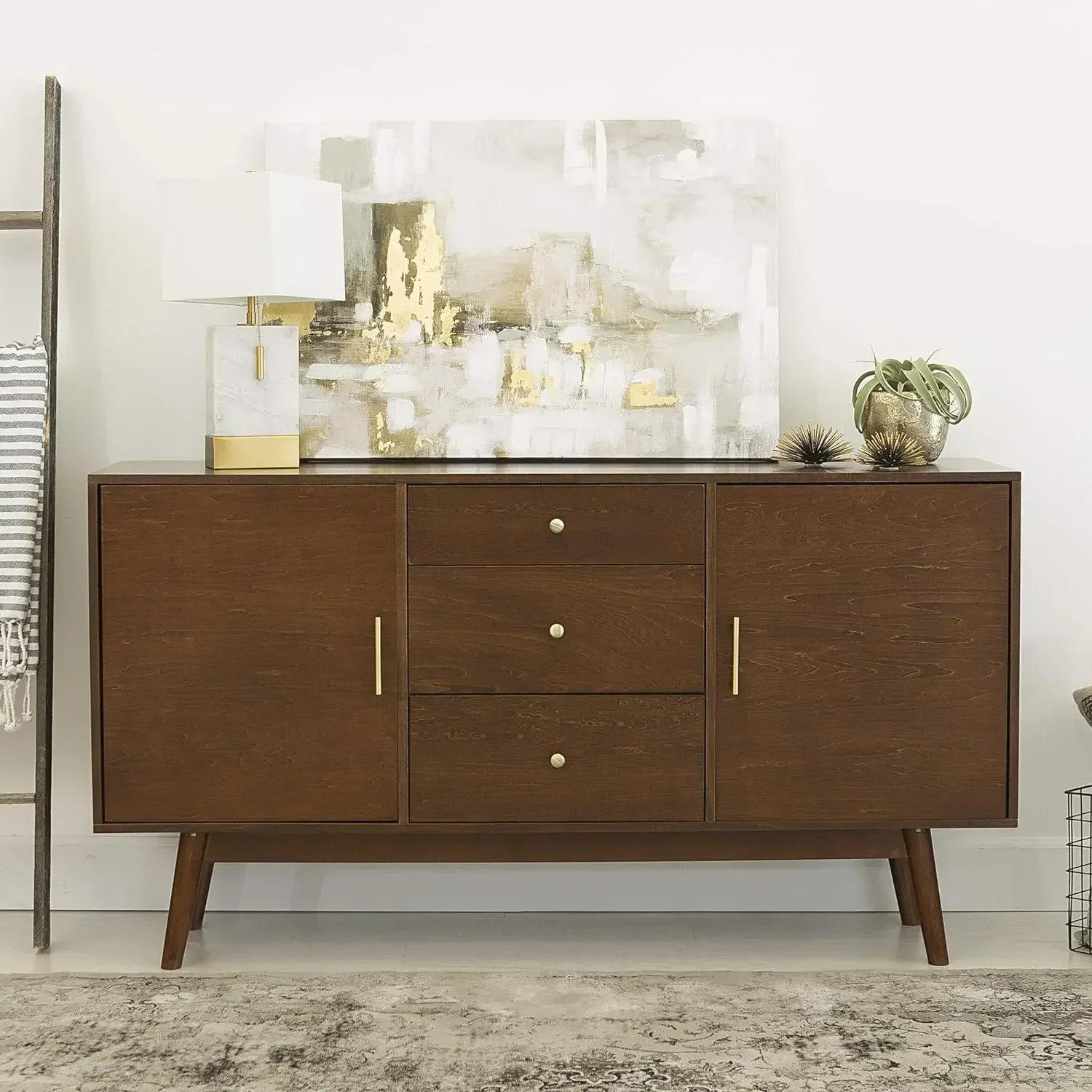 Mid Century Modern-TV Stand Console with 3 Drawers and Closed Cabinet Storage, 60", Walnut
Mid Century Modern-TV Stand Console with 3 Drawers and Closed Cabinet Storage, 60", Walnut
